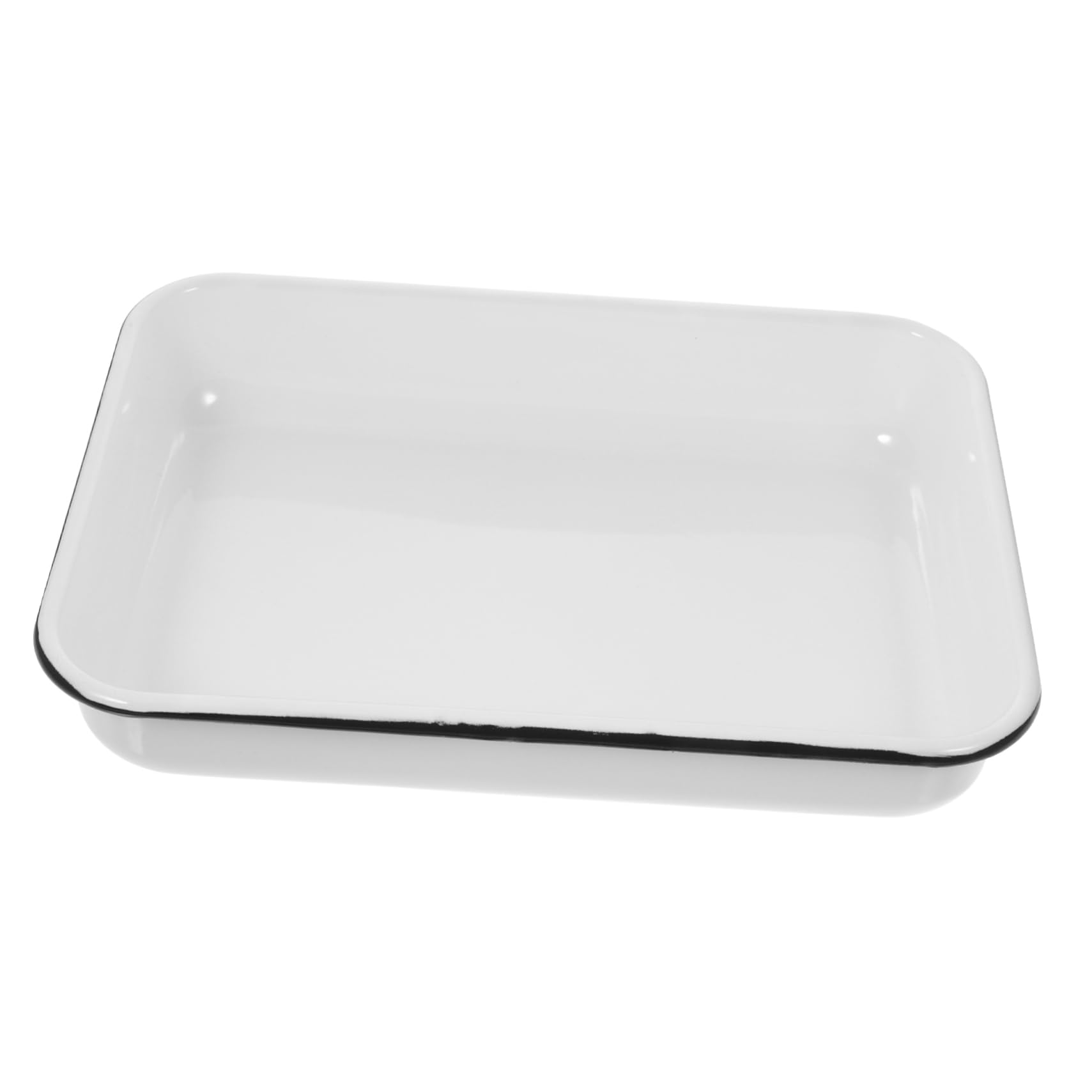 Plateau de Cuisson en Émail Blanc Multifonctionnel Antiadhésif Résistant la Chaleur Cuisine et Rangement Boutique de Thé Couleur Aléatoire