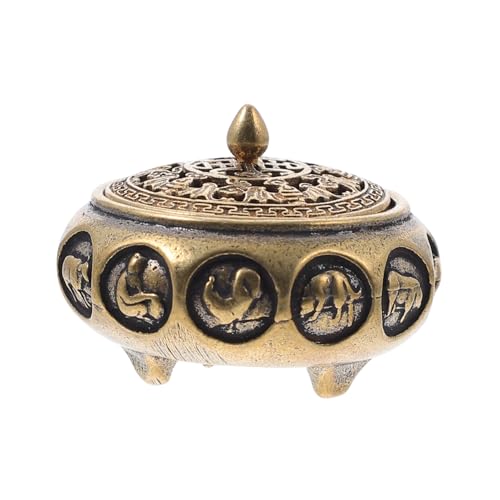 MOTHNUR Bruciatore Di Aromi e Incenso in Ottone Anticato, Decorazione Tavolo Da Aromaterapia, Porta Incenso Artigianale Dallo Stile Vintage Per Soggiorno, Studio e Relax