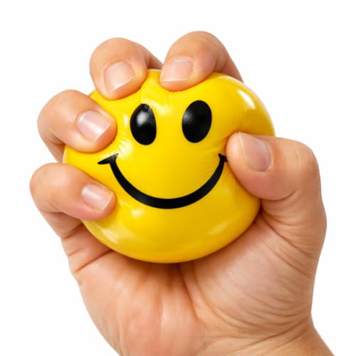 Image of Ecommer Yellow Smiley Ball for Kids, Emoji Face Squeeze Smiley Ball for Hand Exercise, Foam Sponge Toy Balls - Pack of 1
