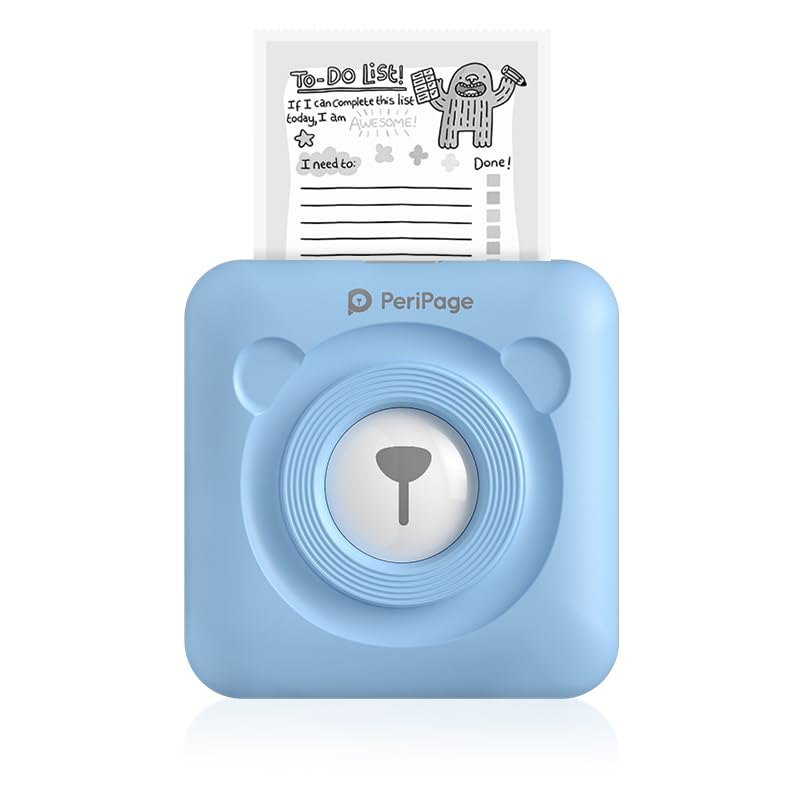 Image of PeriPeri PeriPage A6 Mini Thermal Printer (1Year Warranty) Inkless Bluetooth Pocket Printer for Print Picture List Memo Tags Barcode Receipt Labels. (Blue)