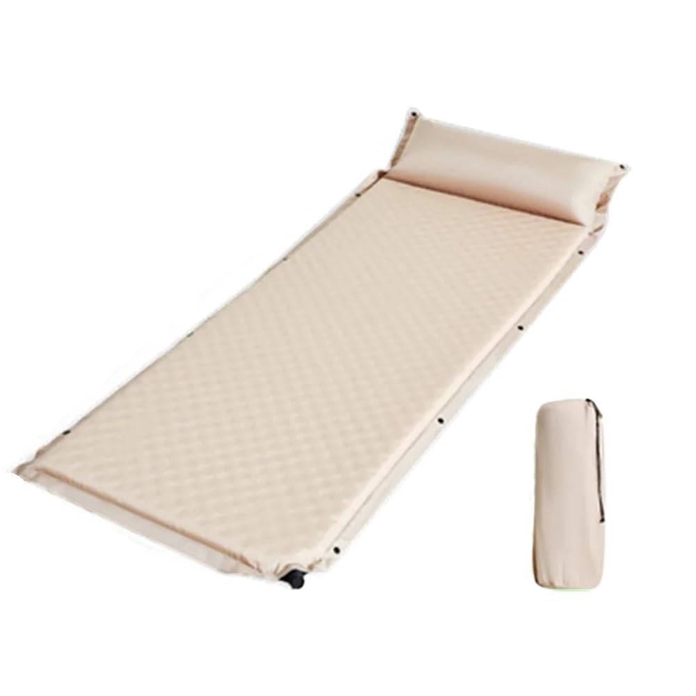Podwójny samopompujący materac Air Mat, składany, nadmuchiwany, na zewnątrz, do spania, na kemping, łóżko odpowiednie do podróży, na piesze wycieczki(Light Grey)