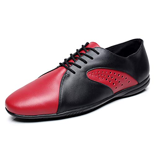 HIPPOSEUS Men's Ballroom Dance Shoes Red Latin Tango Morden Rumba Social Dance Shoes Rubber Sole,Model 9017,10.5 D(M) US