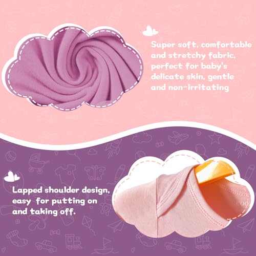 2Pack Newborn Baby Knotted Gown, Super Soft Modal Infant Long Sleeve Sleeper with Hat and Headband Set4