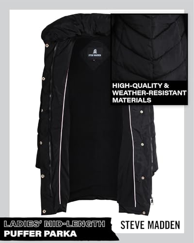 Steve Madden Women's Long Chevron Maxi Puffer Coat3