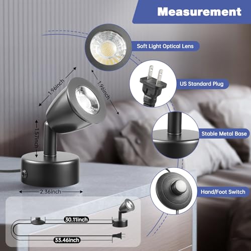 Image of 2Pack LED Spot Lights Indoor with Timer and Remote Stepless Adjustable Color Temperature and Dimmable Uplighting Indoor Accent Up Lights for Home Plant Artwork Pictures