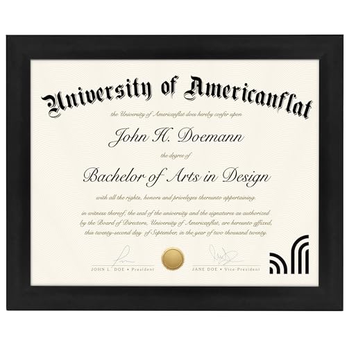 Americanflat 8.5x11 Diploma Frame with Shatter-Resistant Glass - Document Frames with Engineered Wood - Legacy Collection - Certificate Frame for Tabletop and Wall Display - Black