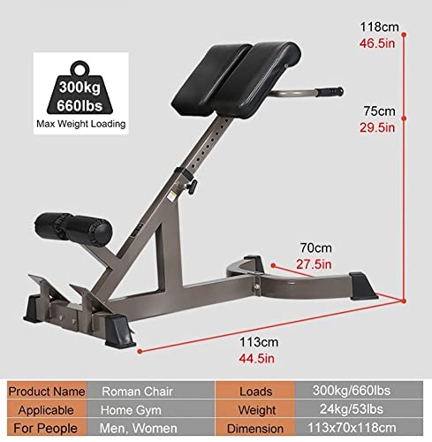 WAHHWF Romeinse stoel voor mannen lange mensen, thuis gym terug hyperextension bank, verstelbare rugverlengingsoefenapparatuur voor buiktraining, belastingen 600 lbs - Image 6