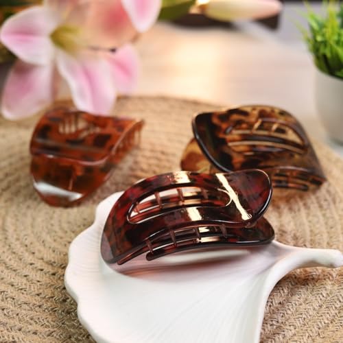 Image of 3Pcs Korean Fashion Matte Hair Claw Clip for Thick & Thin Hair Strong Hold Large Hair Clutcher, Non-Slip Tortoise Shell Hair Accessories for Women & Girls, Stylish Hair Clips