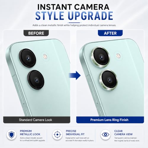 Image of ArmourPro Camera Lens Protector for Redmi Turbo 5 Tough HD Individual Aluminum Alloy Rings 9H Camera Cover, Scratch-Resistant,Camera Lens Protection| Green, 1 Pack