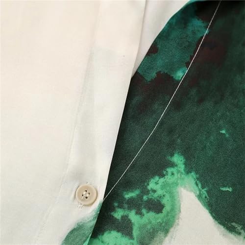 Women's Casual Print Loose Turn-Down Collar Shirt Stylish Office Elastic Waist Pants Set3