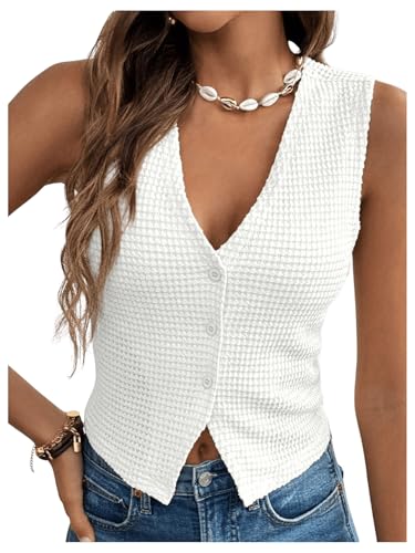 GORGLITTER Women's Sleeveless Cardigan Vest Business Casual Work Blazer Vests Waistcoat Fall Fashion Outfits 2024