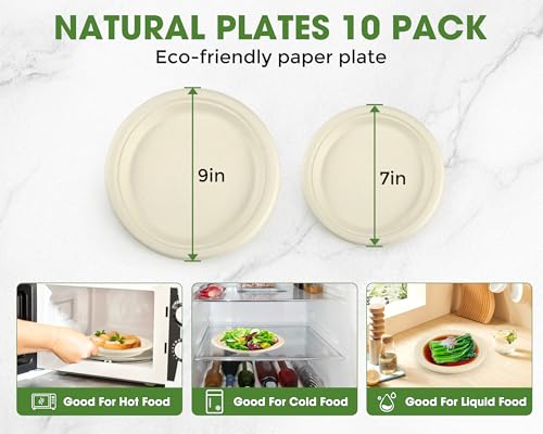 BSDPREF 300 PCS Paper Plates Disposable with Cutlery Set 100% Compostable and Heavy Duty Paper Plates Set Include 7&9 Inch Plate, Forks, Knives and Spoons Dinnerware Set for 50 Guests by BSDPREF - Used condition - Image 2