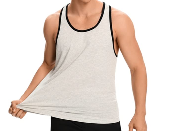 Heren tankshirt atletisch mouwloos cirkelvormig gesneden katoenen hemd for training training basketbal tanktop (Color : Sky Blue, Size : 3XL) - Image 5