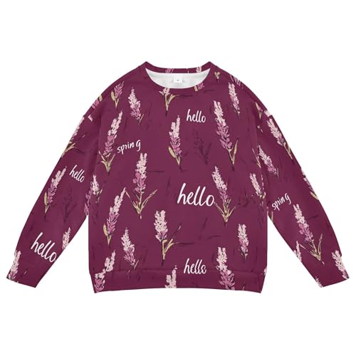 JUNZAN Aesthetic Lavender Burgundy Big Girls Hooded Sweatshirt Crewneck Outerwear for Kids Sports 4T