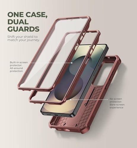 Image of Dexnor for Samsung Galaxy S26 Ultra Case with Upgraded Slide Camera Cover & 2 Front Frames & Built-in Screen Protector & Kickstand, Heavy-Duty Rugged Case Full-Body Protective Cover(2026),Maroon Red