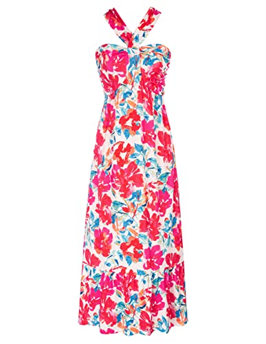 Image of GRACE KARIN Womens Summer Floral Dresses 2026 Boho Maxi Dress Flowy Halter Sundress Casual Vacation Beach Clothes with Pocket