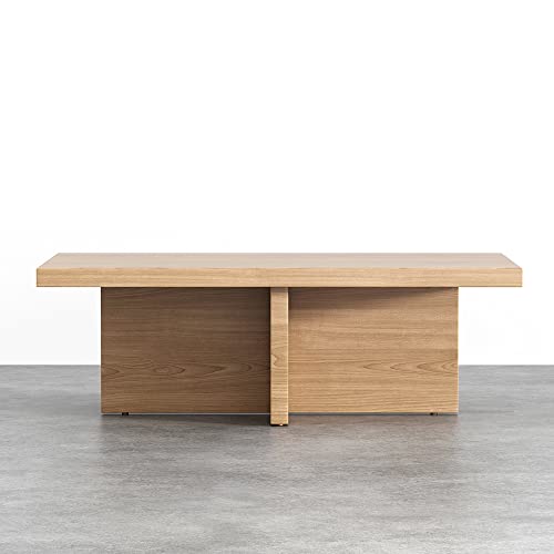 Homary Farmhouse Wood Coffee Table Rectangle-Shaped In Natural Rustic (Natural) #TOP7