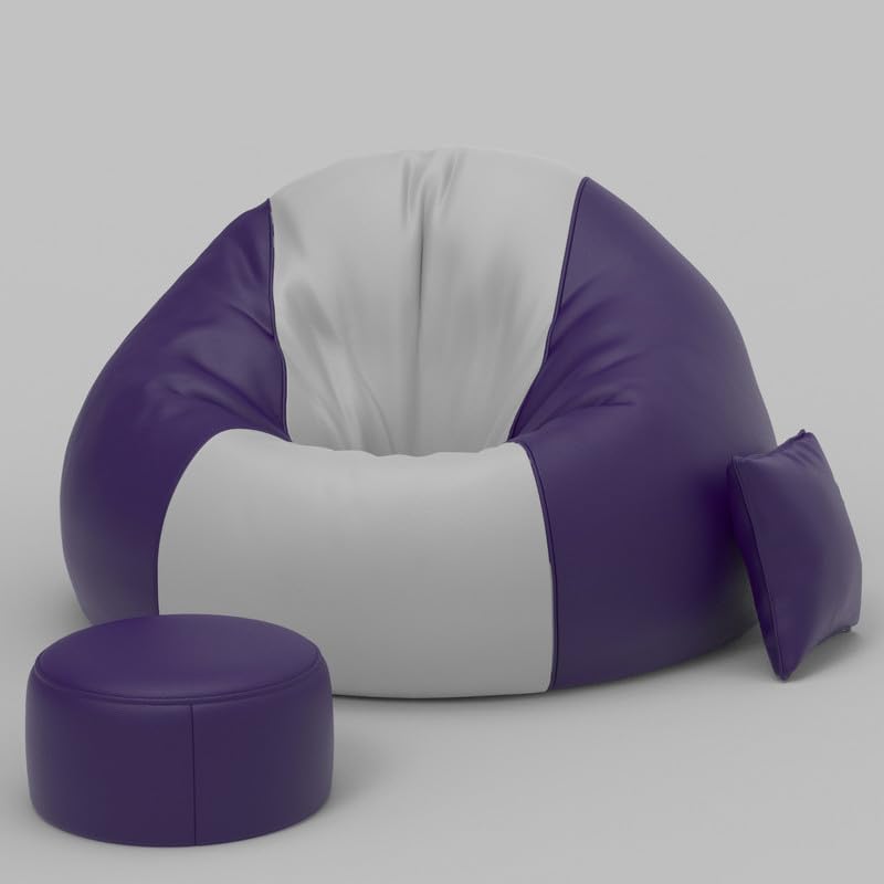 Image of Biggie Bean Bag Chair 6XL with Beans Filled-Duo Pop Sofa-Two Tone One Vibe-Crafted for Comfort-Styled for Elegance with Free Cushion & Footrest (Matching Color : Sofa, Light-Grey Indigo)