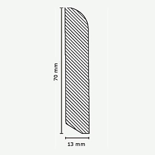 Proviston - Battiscopa in legno massiccio, 13 x 70 x lunghezze fino a circa 2500 mm, in legno massello di frassino da incollare, viti e chiodi, 62,5 m, 25 pezzi