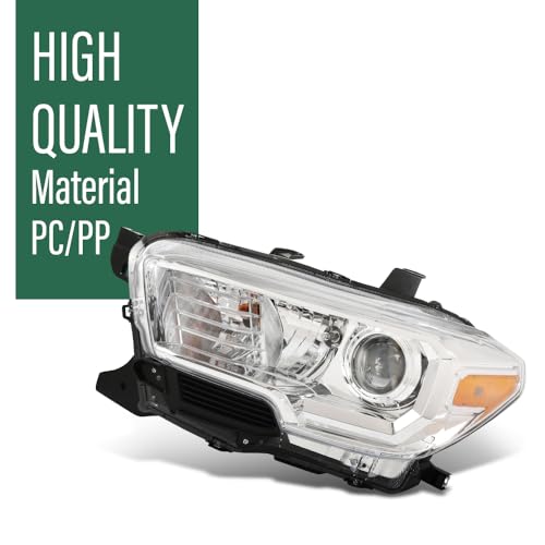Image of GRAND ORANGE Projector Headlights Assembly Front Headlamp Fit Toyota Tacoma 2016-2022 Model w /o Factory LED DRL 8115004250, 8111004250, 8115004260, 8111004260 Clear Lens Chrome Housing Amber Reflector
