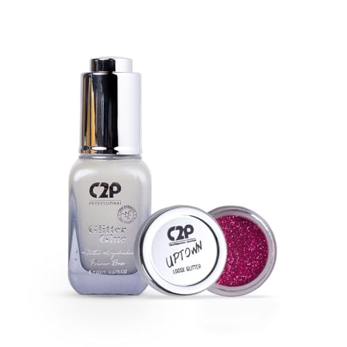 Image of C2P Pro Sparkle Duo Glitter & Glue Kit - Waterproof, Quick-Drying Eyeshadow for Eye & Body Makeup, Long-Lasting, Smudge-Proof Shimmer | Festival, Party & Glam Look (Catwalk 44)