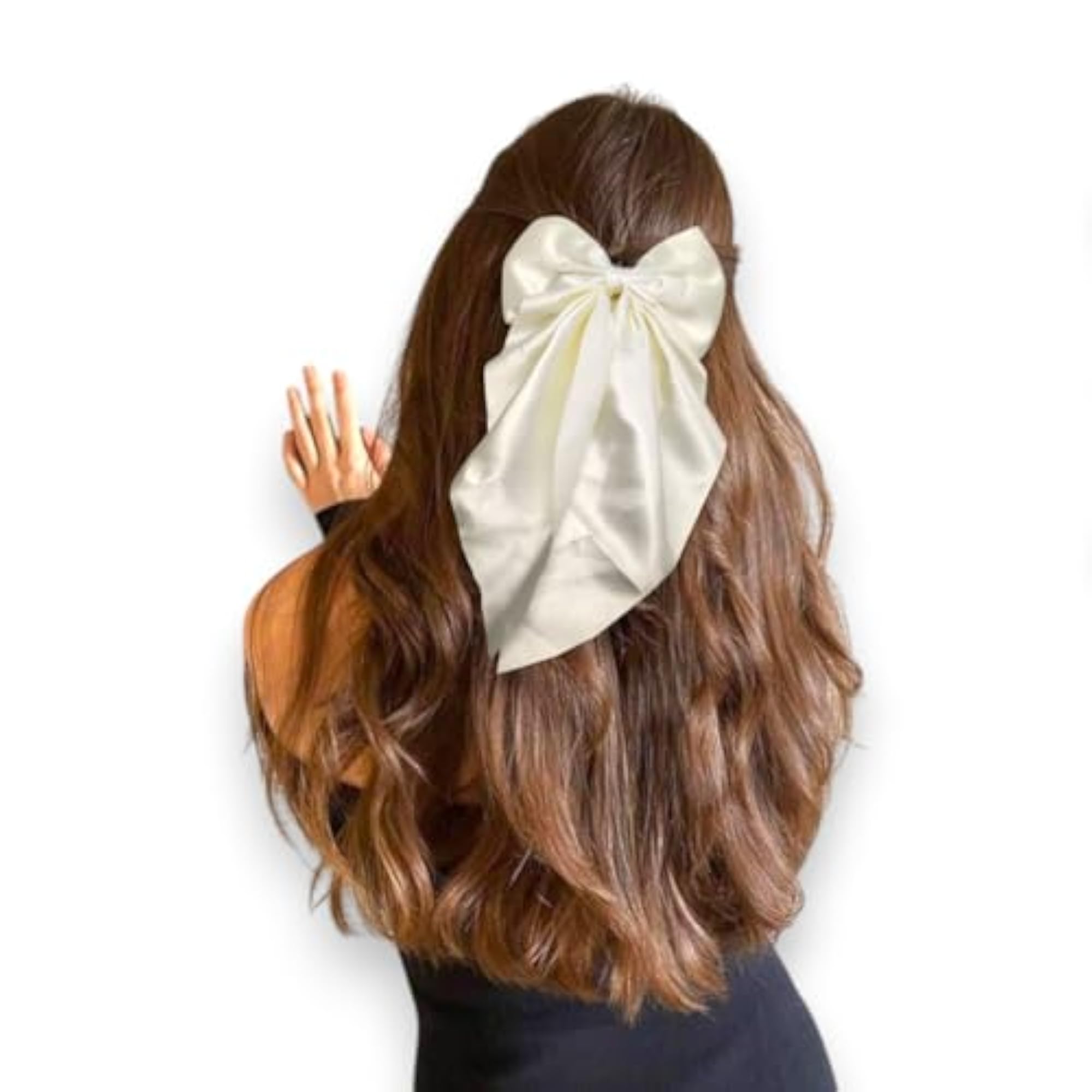 Fancy Bow Hair Clips for Women with 2 pcs Hair Rubber Band, Black