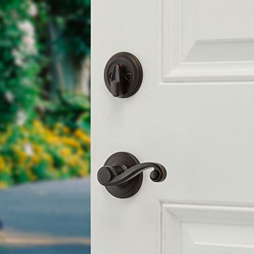 Kwikset Shelburne Single Cylinder Handleset W/Lido Lever Featuring Smartkey In Venetian Bronze #TOP2
