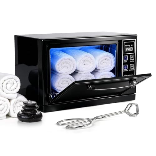 Chauffe-serviettes 5,5 l avec lumi&egrave;re UV pour cosm&eacute;tiques, spa, massage