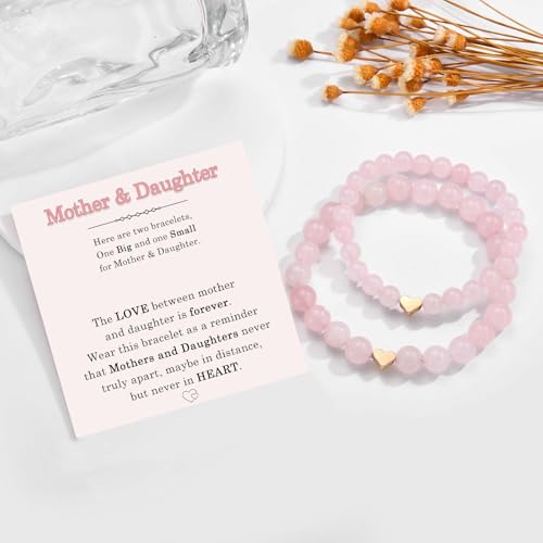 Image of Set of 2 Mother And Daughter First Day of School Kindergarten Preschool 1st /2nd Grade Back to School Bracelet Gifts, Christmas Valentines Mothers Day Easter Graduation Birthday Gifts for Girls Women