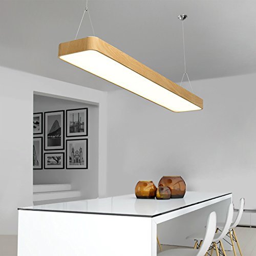 Luz interior de oficina LED moderna en aluminio color madera y 4000k para techo 2