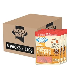 Good Boy – Chewy Chicken Fillets – Dog Treats – Made With 100% Natural Chicken Breast Meat – 320 Grams – Low Fat Dog Treats (Case of 3)