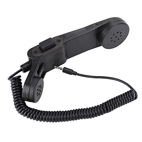 FOSA Retro Phone Receiver Microphone, Vintage 3.5mm Handheld Speaker Mic for Clear Communication Outdoor Activities Construction Teams Black ABS