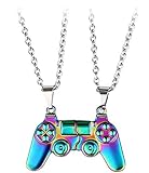 WEIYIing 2 Teile/Satz Magnetische Game Controller Paar Halskette mit Gold/Silber Farbe PS4 Spielkonsole Anhänger Halskette, Farbe