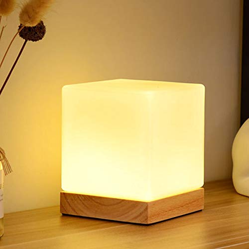 Mengjay Industrielle Schreibtischlampe mit aus Glas Lampenschirm und Holzsockel Tischlampe,Nachttischlampen Table Lamp Tischlampe Nachttisch Leselampe,Nachtlicht für Schlafzimmer Wohnzimmer (A)