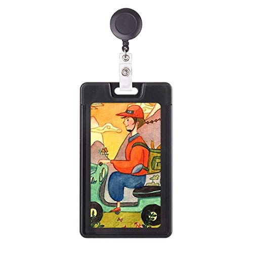 Étui rétractable pour badge Miaoji motif aquarelle avec enrouleur robuste