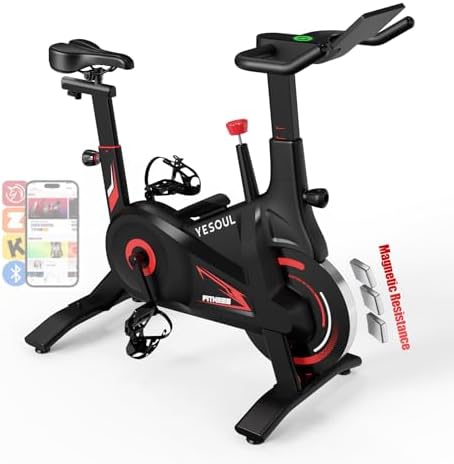 YESOUL Exercise Bike for Home – Stationary Bike with Stable Triangle Frame, Silent Magnetic Resistance, 300 lbs Capacity, Dual-Stage Drive & Alloy Flywheel, Smart APP with Scenic & Live Classes