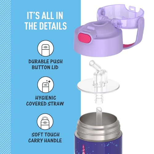 Image of THERMOS FUNTAINER Water Bottle with Straw, 12oz, Cool Caticorns | Kids Stainless Steel Insulated Water Bottle, Keeps Drinks Cold Longer for School & Play, BPA-Free