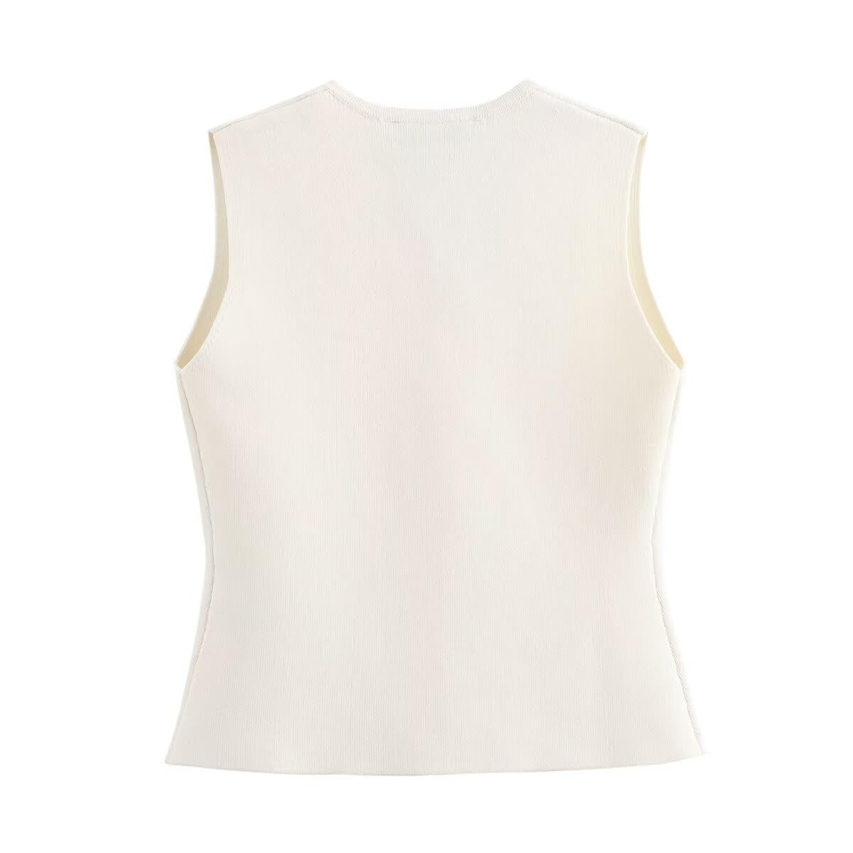 Pulls sans Manche Femme Gilet de Costume Court Tricot Femme col V Boutonné Doré sans Manches Élégant Habillé Débardeur Pull Chic Tricot