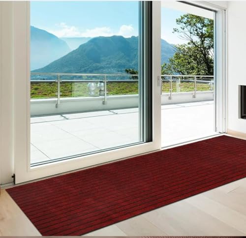 Image of Anti Slip Door Mat, Floor Mat for Living Room with Anti Slip Backing, Anti Skid Door Mats for Home, Kitchen, Entrance, Hospital, Bathroom Mat [Size 2x24 feet, Color Red]