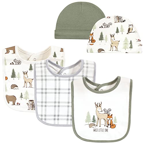 Hudson Baby Unisex Baby Cotton Bib and Caps Set, Forest Animals, One Size Hudson Baby Unisex Baby Cotton Bib and Caps Set, Forest Animals, One Size