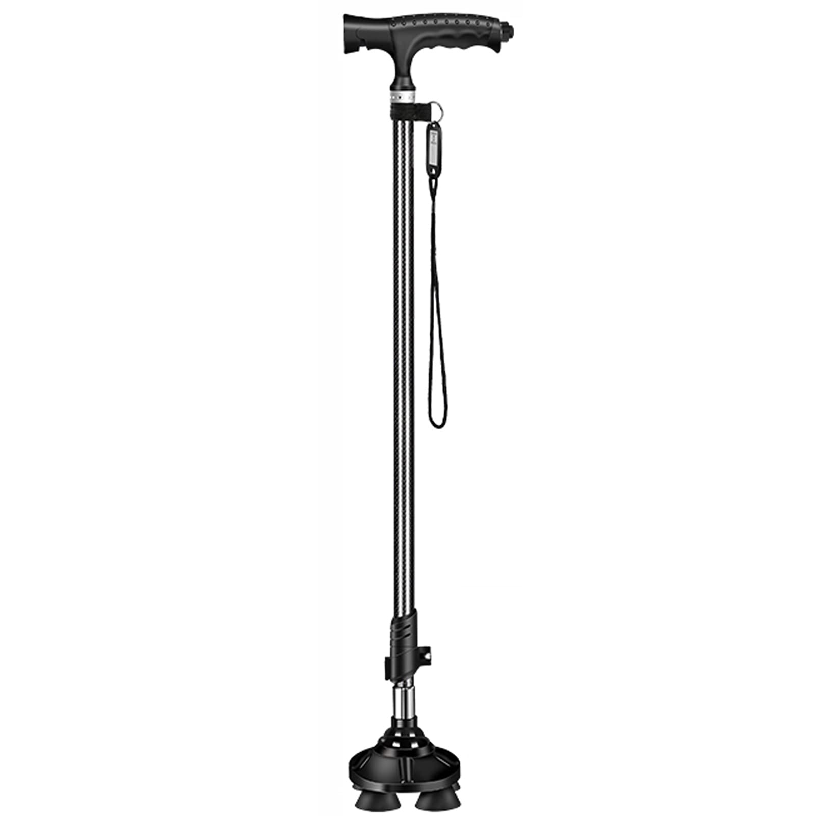 Bastón de Paseo Bastones para Mayores Bastidor con luz LED Ajustable, Mango ergonómico y Correa de muñeca Basura, bastón con muletas Antideslizantes para Hombres Ancianos