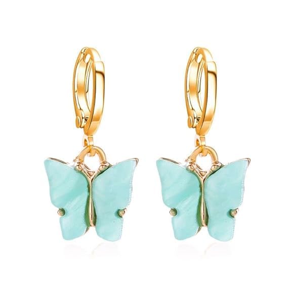 Butterfly Acrylic Gold Finish Earrings For girls (BLUE) (B0D29HMMT8) Amazon Price History, Amazon Price Tracker