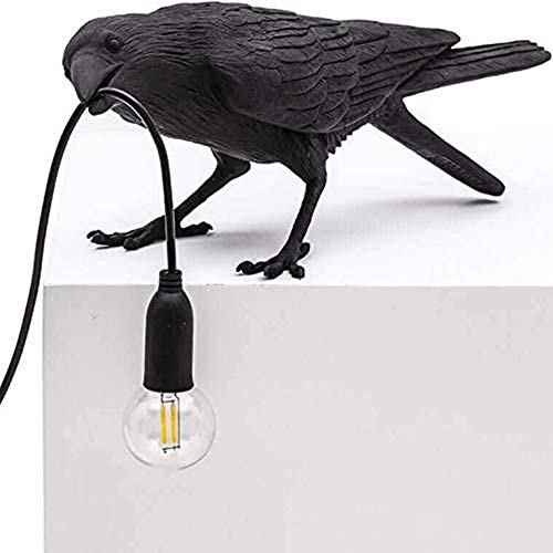 SAKURAM Kreativa lampor Italiensk fågelvägglampa Modern LED-vägglampa Ljusarmatur Sovrumssäng Vägglampa Crow Bird Stand Light Heminredning Svart Bordslampa,Black standing b type
