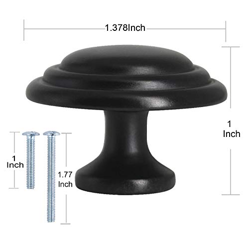 Gobrico 5 Pack 1-3/8" Black Bi-Fold Door Knobs Kitchen Cupboard Cabinet Door Pulls Handles Round Drawer Knobs #TOP2