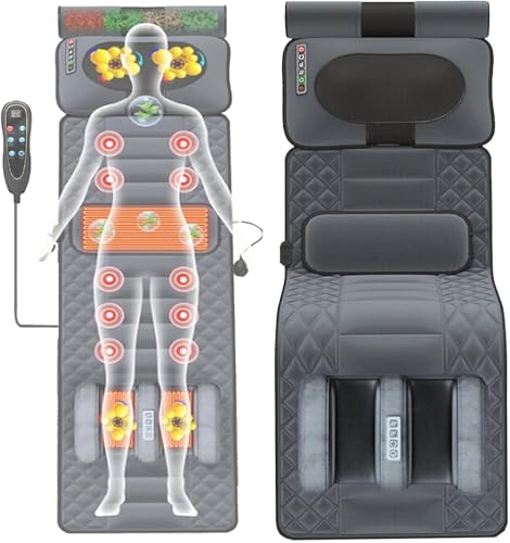 Materasso vibrante per massaggio con 20 teste, tappetino per massaggio termico completo per alleviare il dolore alla schiena e alle gambe, pieghevole per una facile conservazione, relax a casa