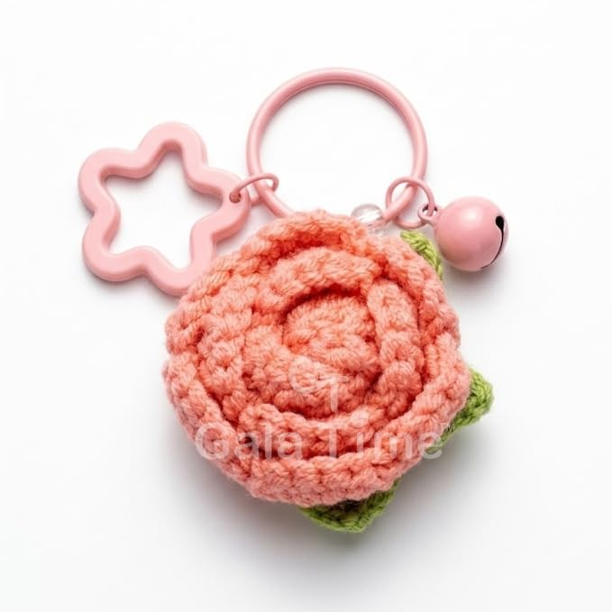 Image of Handmade Crochet Flower Keychain for Bags Keys Purse Backpack Cute Aesthetic Yarn Keyring Bag Charm Handmade Soft Thread Flower Keychain for Girls Women Kids Gifting and Daily Use