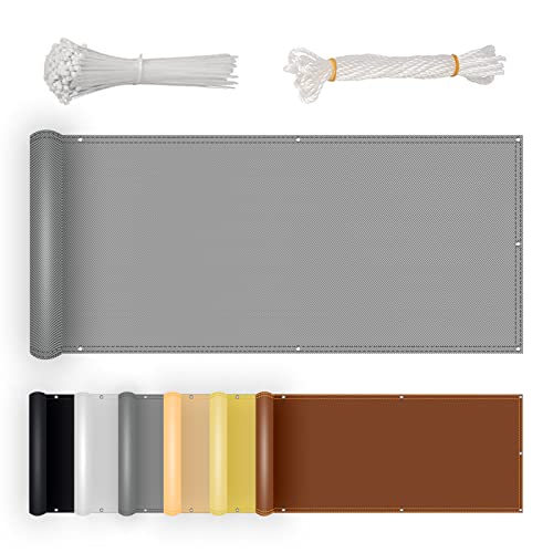 Hellgraue Gartenzaun-Markise, 140 x 160 cm, wasserdicht, Balkonschutz für Privatsphäre, leicht zu reinigen, für Terrasse, Hinterhof, Schattenlösung