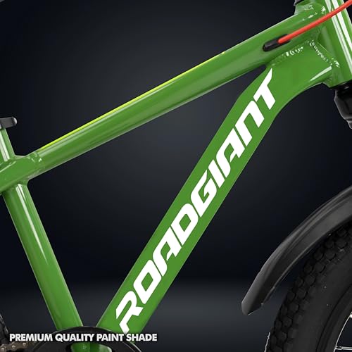 Image of ROADGIANT Kiev 20T Dual Disc Brake| Aluminum Frame Bicycle | Single Speed | Front Suspension | Unisex | Kids Cycle| (Army Green)