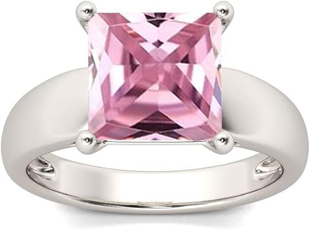 2CT Gemstone Ring for Women 925 Sterling Silver 7mm Princess Cut Birthstone Promise Ring