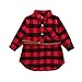 Produktbild WEXCV Mädchen Herbst Warm Lange Ärmel Rot Schwarz Gitter Kleider + Gürtel 2 StüCk Outfits Süß Elegant Kinderkleidung Prinzessin Kleid 0.5-4 Jahre